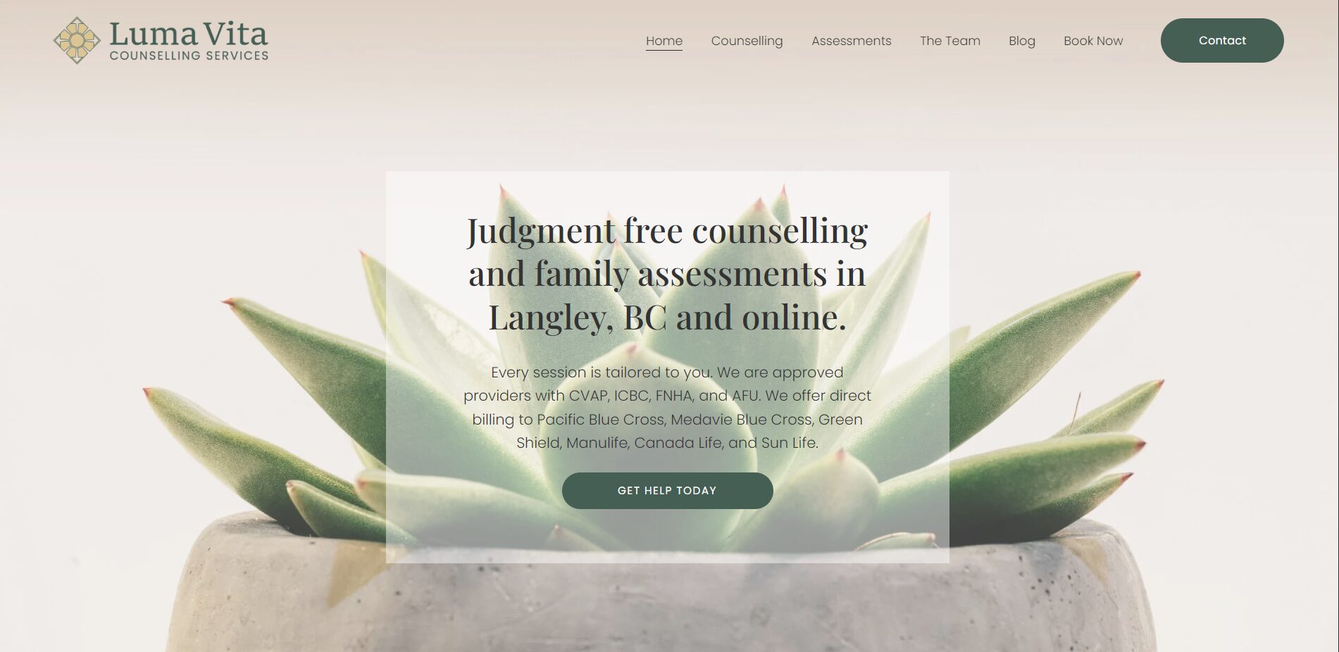 luma vita counselling homepage